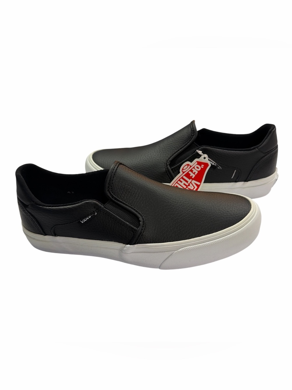 Vans Deluxe Comfort Ortholite Black Leather Slip-On White Sole Classic NWT S9 - Picture 6 of 6